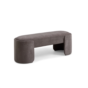 Tracy polstret bænk - Taupe stof - Mål: B141 x H49 x D46 cm.